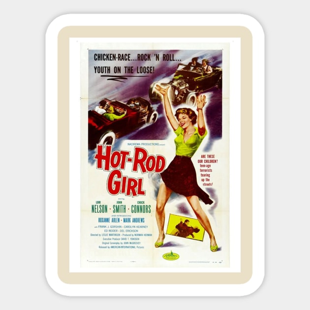 Vintage Movie - Hot Rod Girl Sticker by Kleiertees